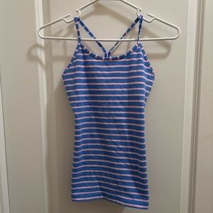 Ivivva lululemon power Y tumbling tank top 10 blue pink stripe shelf bra yoga